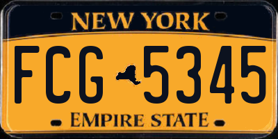 NY license plate FCG5345