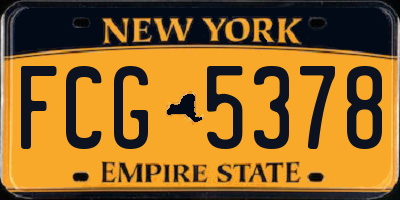 NY license plate FCG5378