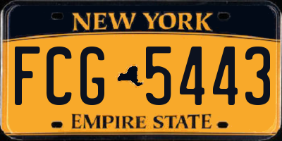 NY license plate FCG5443