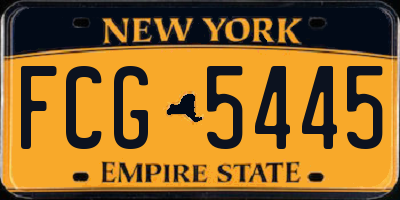NY license plate FCG5445