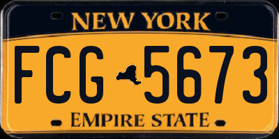 NY license plate FCG5673