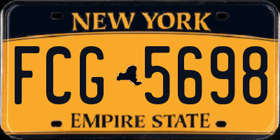 NY license plate FCG5698