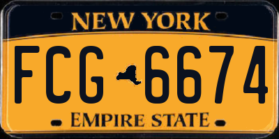NY license plate FCG6674