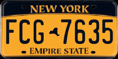 NY license plate FCG7635