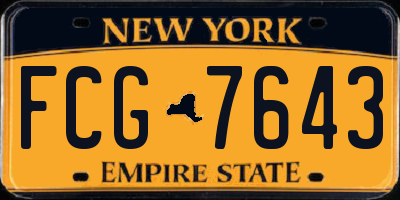 NY license plate FCG7643