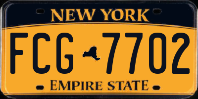 NY license plate FCG7702