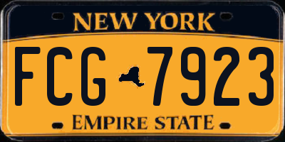 NY license plate FCG7923