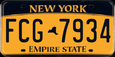 NY license plate FCG7934