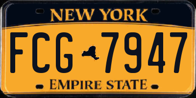 NY license plate FCG7947