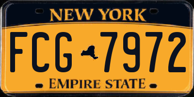 NY license plate FCG7972
