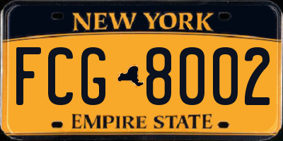 NY license plate FCG8002