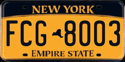 NY license plate FCG8003