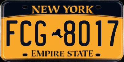 NY license plate FCG8017