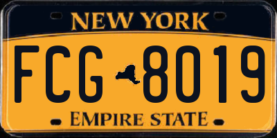 NY license plate FCG8019