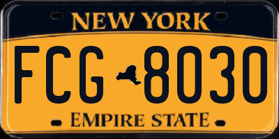 NY license plate FCG8030