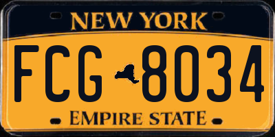 NY license plate FCG8034