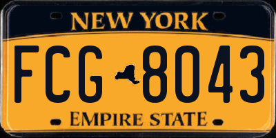 NY license plate FCG8043