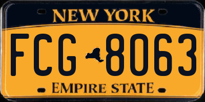 NY license plate FCG8063