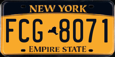 NY license plate FCG8071