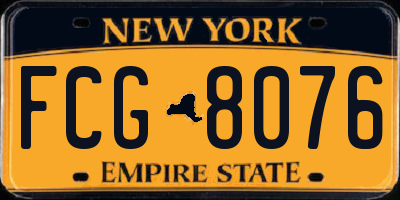 NY license plate FCG8076