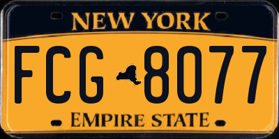 NY license plate FCG8077