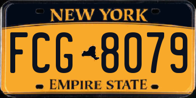 NY license plate FCG8079