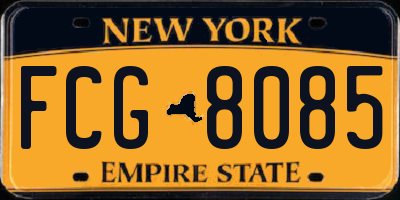 NY license plate FCG8085
