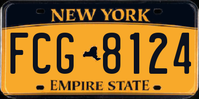 NY license plate FCG8124