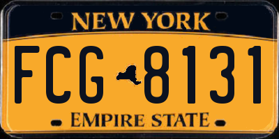 NY license plate FCG8131