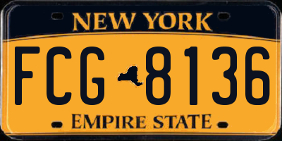 NY license plate FCG8136