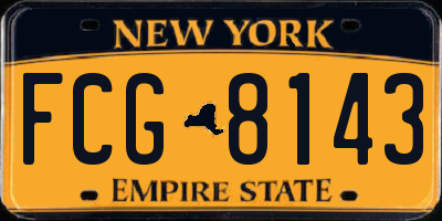 NY license plate FCG8143