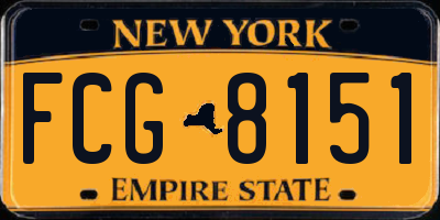NY license plate FCG8151
