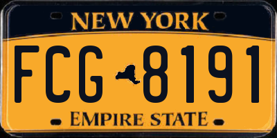 NY license plate FCG8191