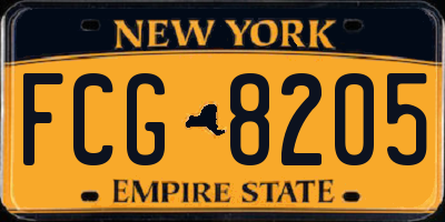 NY license plate FCG8205