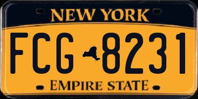 NY license plate FCG8231