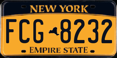 NY license plate FCG8232