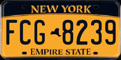 NY license plate FCG8239