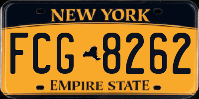 NY license plate FCG8262