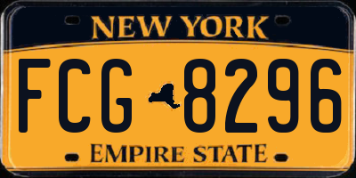 NY license plate FCG8296