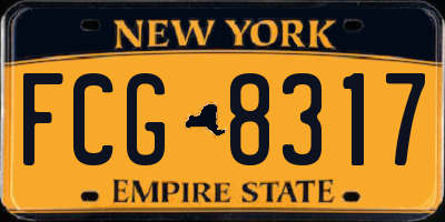 NY license plate FCG8317