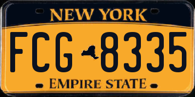 NY license plate FCG8335