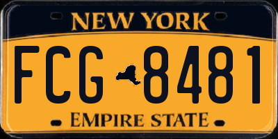 NY license plate FCG8481