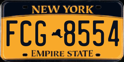 NY license plate FCG8554