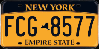 NY license plate FCG8577