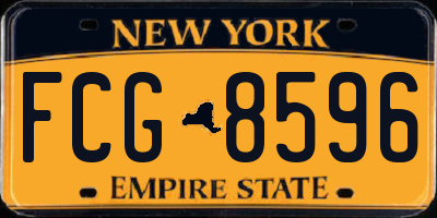 NY license plate FCG8596