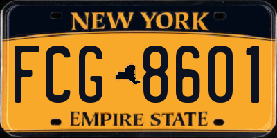 NY license plate FCG8601
