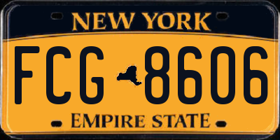 NY license plate FCG8606