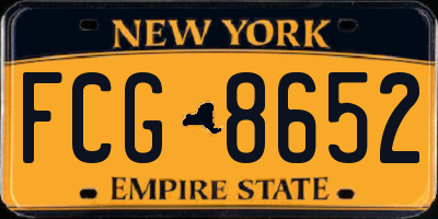 NY license plate FCG8652