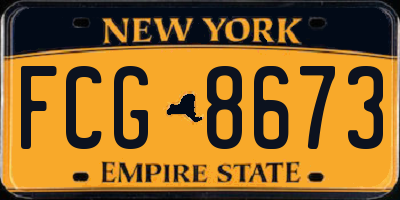 NY license plate FCG8673