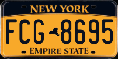 NY license plate FCG8695